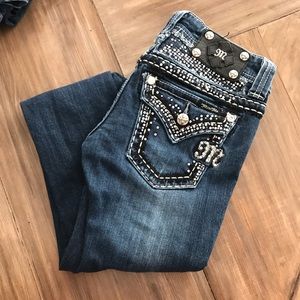 Miss Me Medium Wash Denim Skinny Bling Jeans 26